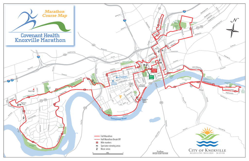 Covenant Health Knoxville Marathon 2019 course map